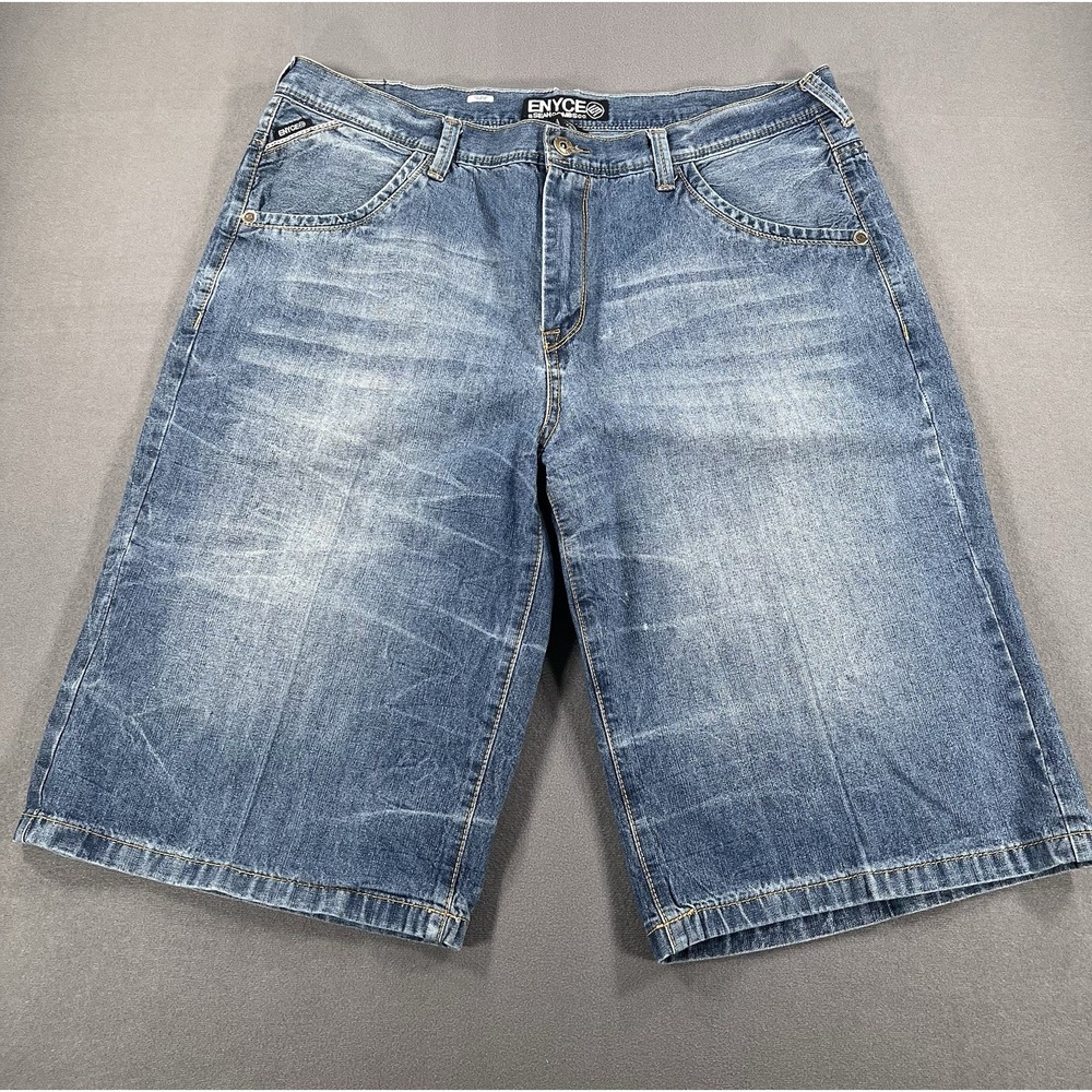 Enyce Baggy Mens 42 Blue Jean Shorts 15 Inseam Y2K Hip Hop Skater Retro 00s